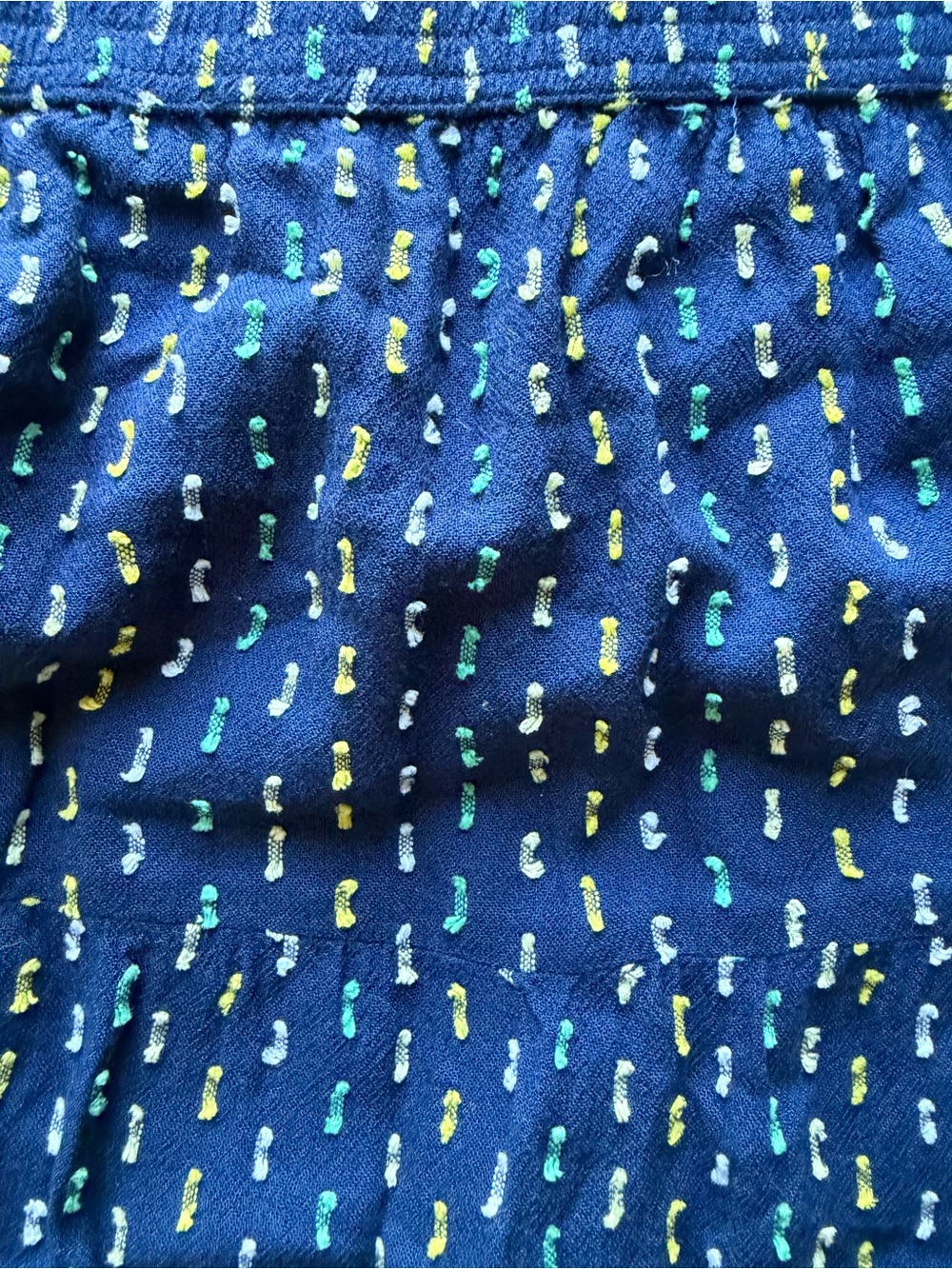 LOFT Navy Smocked Waist Mini Skirt with Tiny Dot Print - Picture 4 of 5